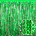 4 Pack Green Wave Foil Fringe Curtain Backdrop, 3.28Ft x 8.2Ft Metallic Tinsel by Ferwzsr
