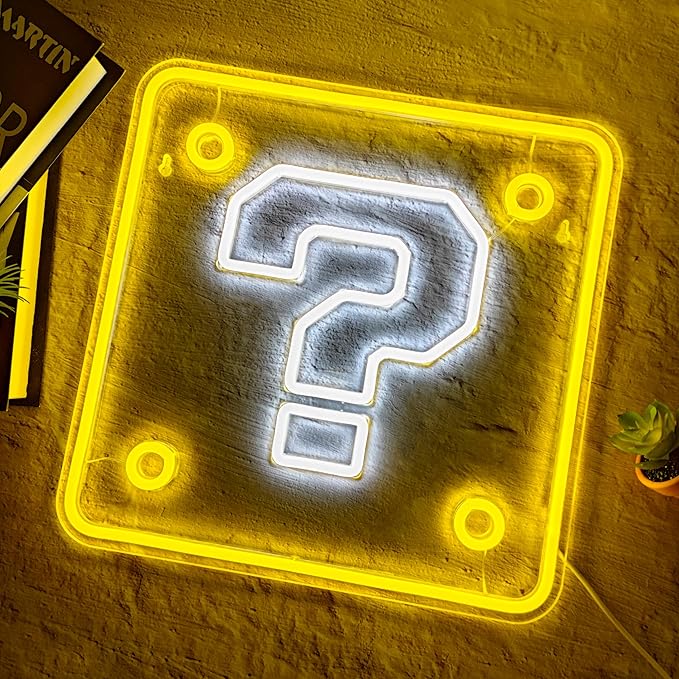 Question Block Neon Sign, Question Square Led Mario Neon Light USB Powered Led - Image 5