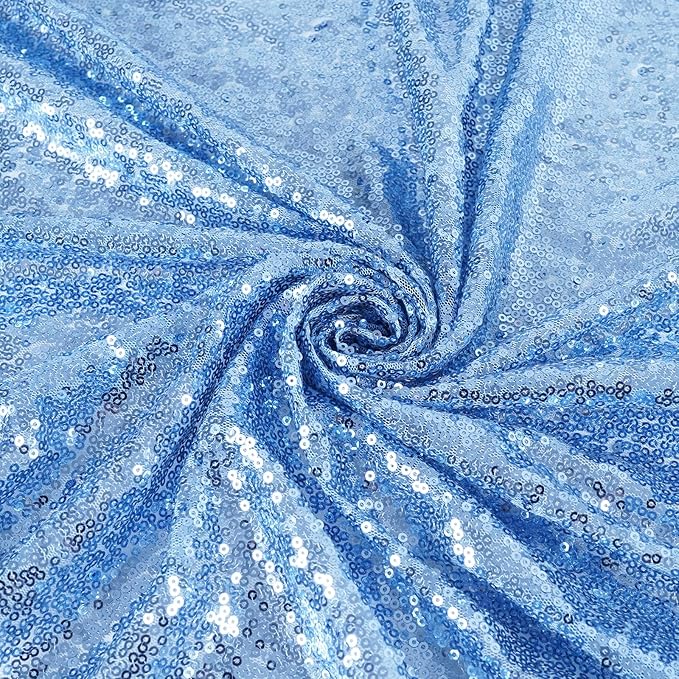 SquarePie Sequin Curtain 2FT x 8FT Baby Blue 2pcs Backdrop Sparkly Wedding - Image 6