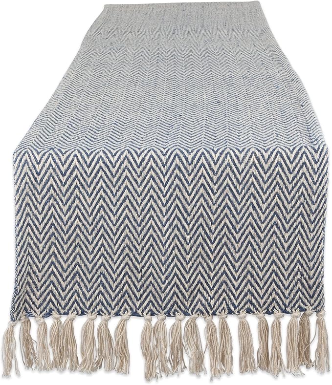 DII Woven Basic Tabletop Collection, Chevron Table Runner, French Blue by DII