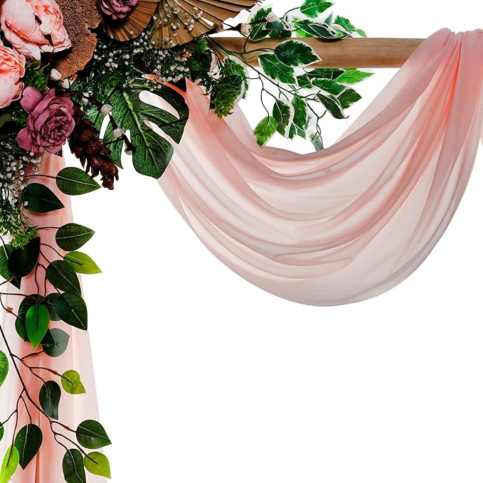 VDS Pack of 4 Panel Wedding Arch Draping Fabric Sheer Chiffon Fabric Drapery - Image 3
