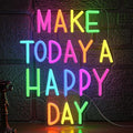 Make Today a Happy Day Neon Sign, Dimmable Positive Quote Neon Light by LIEGHDZT