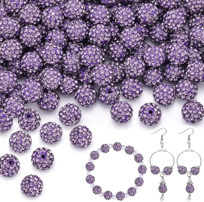 200pcs 10mm Purple Rhinestone Beads by TINKRSTUFF