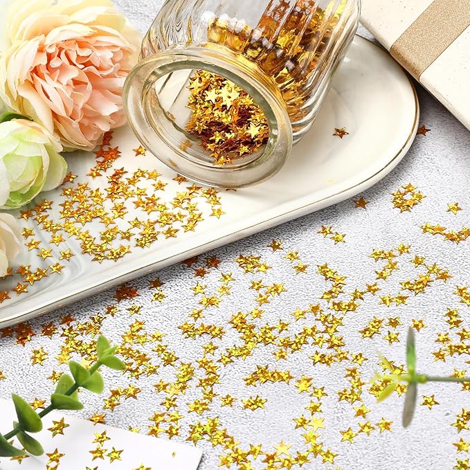 MARFOREVER Gold Star Confetti, Glitter Star Confetti Birthday Scatter Table - Image 2