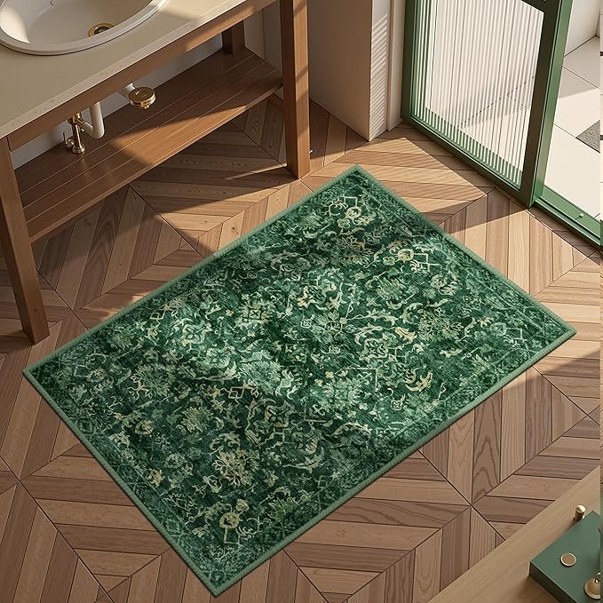 Dark Green Area Rug 2x3 Entryway Rug - Image 8