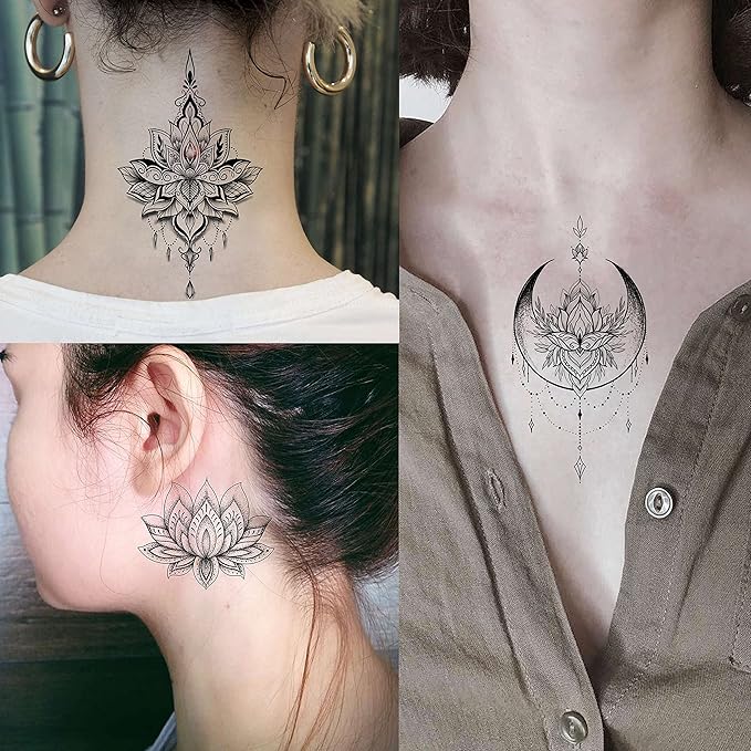 15 Sheets Sexy Black Lotus Temporary Tattoos - Image 2