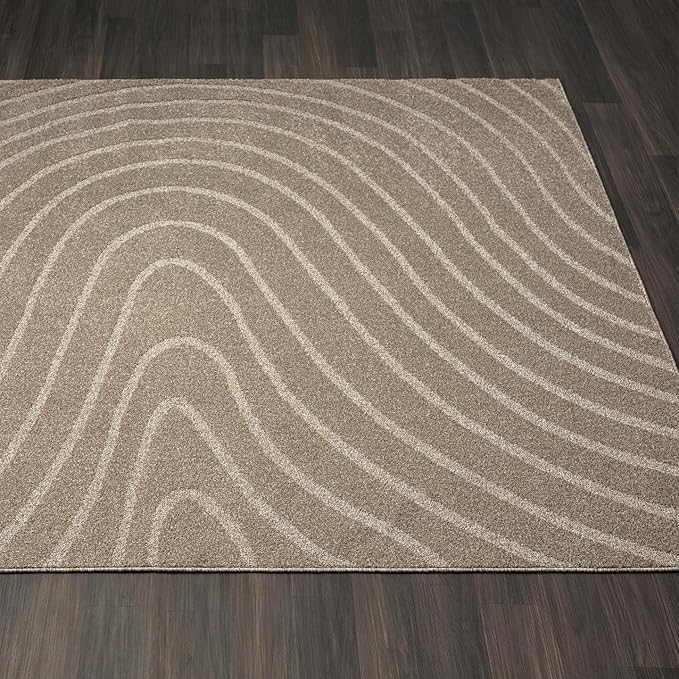 LUXE WEAVERS Modern Geometric Wave Taupe 8x10 Area Rug - Image 4