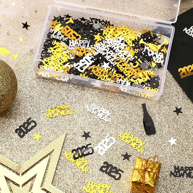 MARFOREVER 2026 New Years Confetti, New Year Eve Party Confetti Black Gold - Image 4