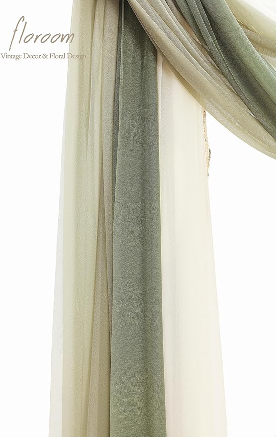 Floroom Wedding Arch Draping Fabric 3 Panels 20Ft Chiffon Fabric Drapes Arbor - Image 4