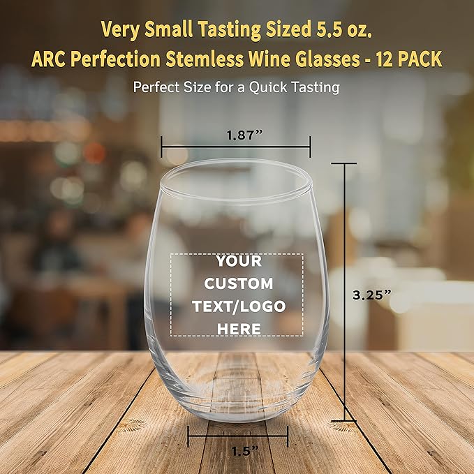 Custom Stemless Wine Glasses by ARC 5.5 oz. Set of 12, Personalized Bulk Pack - Image 5