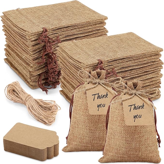 Woanger 100 Pcs Burlap Gift Bags by Woanger
