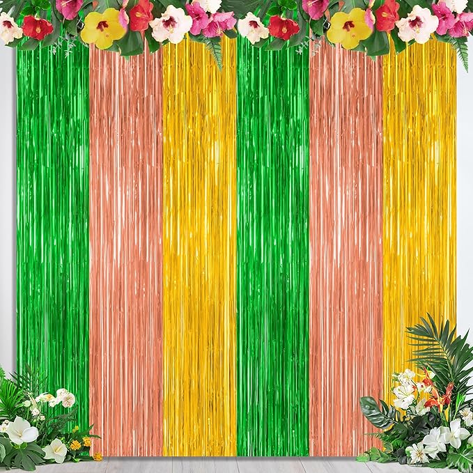 2 Pack Luau Decorations, 3.28 FT x 7.05 FT Summer Party Streamer, Metallic by ZATAYE