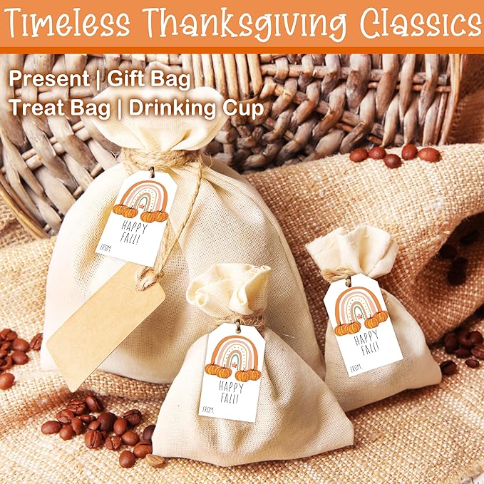 50 Pcs Fall Gift Tags, 2.1"×3.5" Autumn Bohemian Rainbow Thank You Gift Tags - Image 4