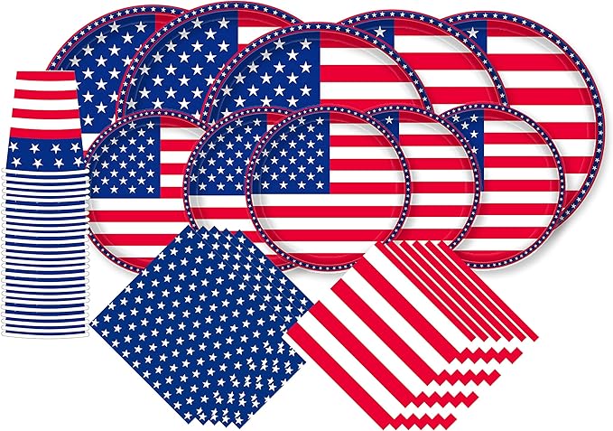 Gatherfun American Flag Patriotic Party Supplies Disposable Napkins Paper by Gatherfun