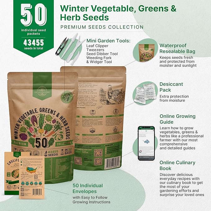 50 Winter Vegetable Garden Seeds Variety Pack - Image 2