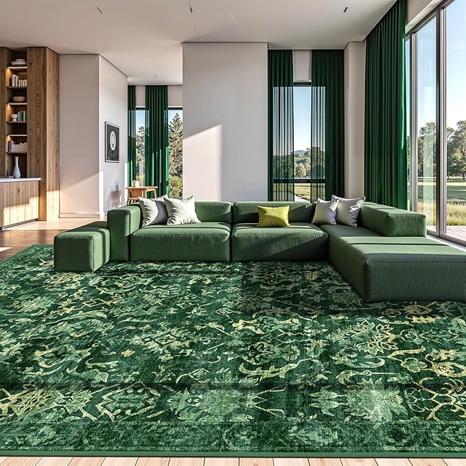 Deerly Dark Green Area Rugs 10x12 by Deerly