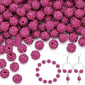 150 pcs 10mm Rhinestone Beads for Jewelry Making, Fuchsia Shiny Round Shamballa by TINKRSTUFF