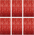 Red Foil Fringe Curtain 3.3×8.3FT 6 Packs, Metallic Tinsel Curtains Party by Acuteye