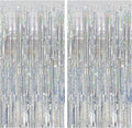 Tinsel Curtain Party Backdrop Silver Birthday Decorations 2 Packs Glitter Foil by KEJ