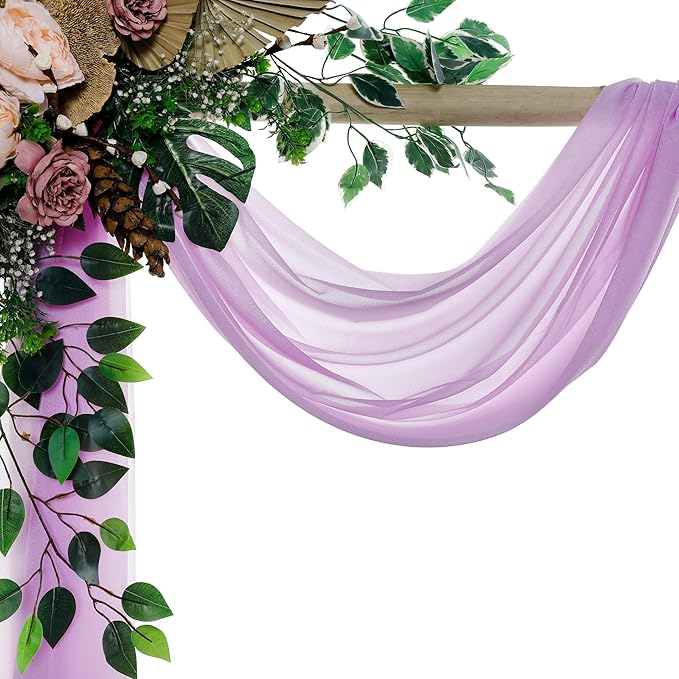 VDS Pack of 3 Panel Wedding Arch Draping Fabric Sheer Chiffon Fabric Drapery - Image 3