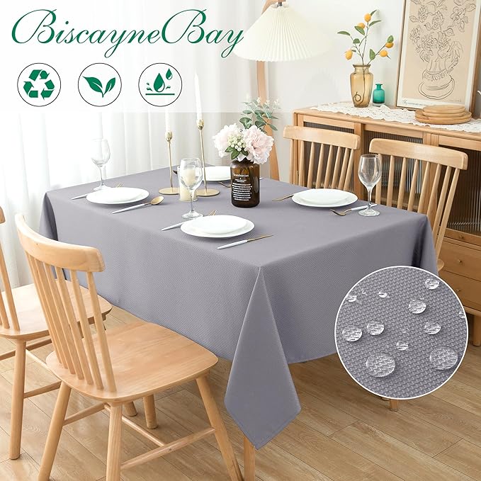 Biscaynebay Textured Fabric Tablecloths 70x120 Inches Rectangular, Wedding and - Image 2