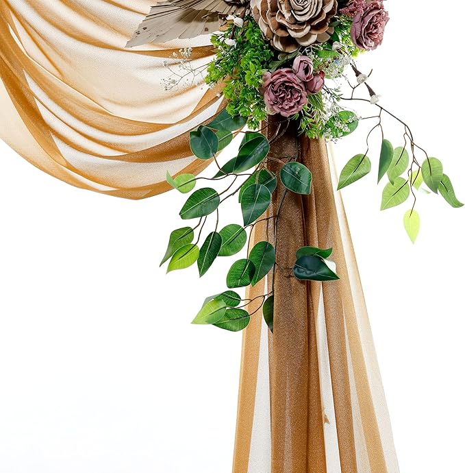VDS Pack of 3 Panel Wedding Arch Draping Fabric Sheer Chiffon Fabric Drapery - Image 4