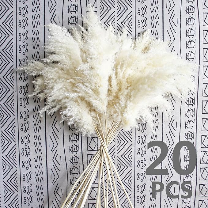 35-inch Tall White Pampas Grass Bouquet Decor - Image 3