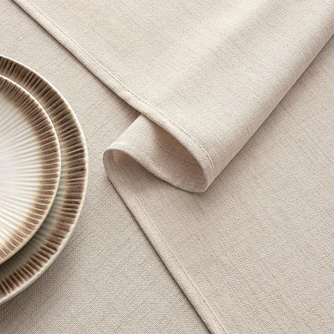 MIULEE Ivory Linen Tablecloth 60x120 Inch Rectangle Table Cloth Waterproof - Image 3