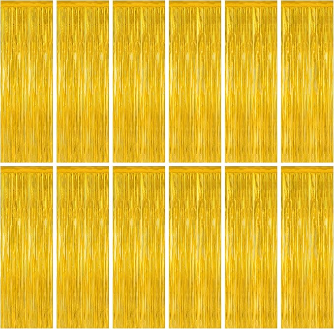 12 Pack 2025 Graduation Decorations, 3.28 FT x 7.05 FT Gold Backdrop Curtains by ZATAYE