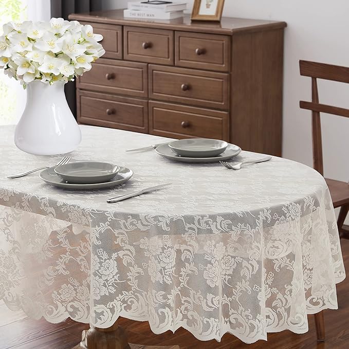LinenZone Ivory Oval Tablecloth by LinenZone