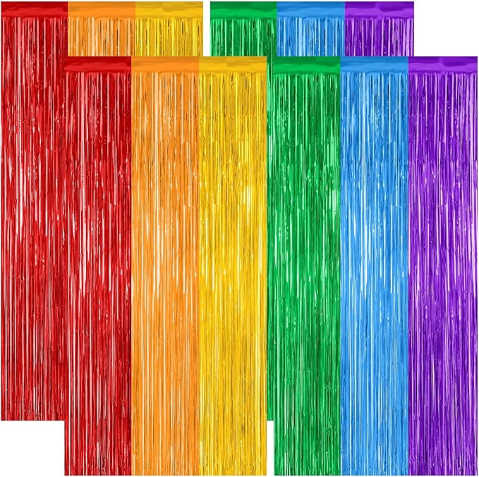4 Pack Pride Decorations, 3.28 FT x 7.05 FT Rainbow Backdrop, Metallic LGBT by ZATAYE