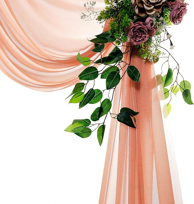 VDS Pack of 3 Panel Wedding Arch Draping Fabric Sheer Chiffon Fabric Drapery - Image 4