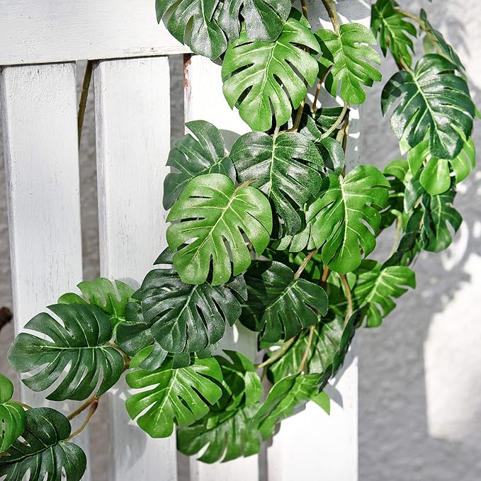 FiveSeasonStuff Monstera Plant Garlands, Artificial Leaf Bendable Vines - Image 6