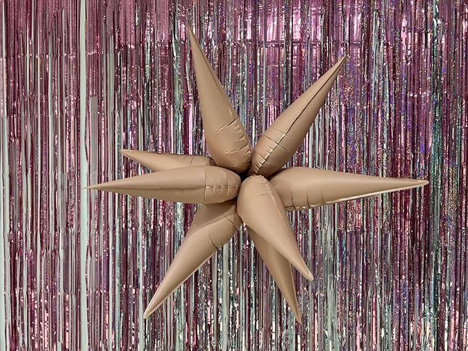 3pcs 26inch 3D matte pink Explosion Star foil balloon, matte pink Foil Cone - Image 5