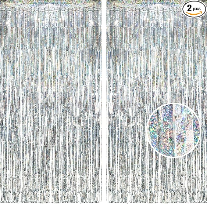 BRAVESHINE Silver Streamers Party Backdrop Decorations by BRAVESHINE