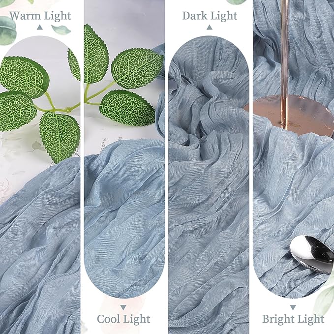 24 Pack Dusty Blue Cheesecloth Table Runner 10FT Long Boho Gauze Table Runner - Image 4