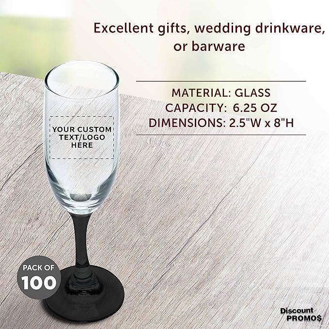 DISCOUNT PROMOS Custom Premiere Champagne Flutes 6.25 oz. Set of 100, - Image 4