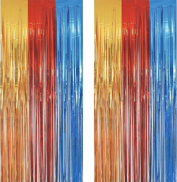 Gold Red Blue Party Backdrop by GREATRIL