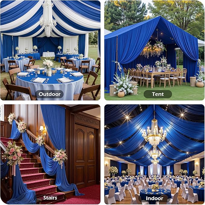 PartyVillage 10 Panels 5ftx30ft Royal Blue Ceiling Drapes - Image 4