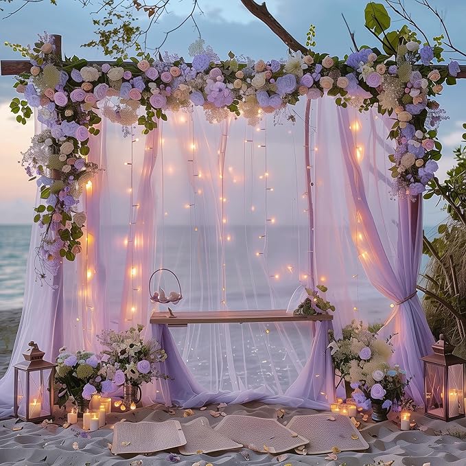 Fomcet Lavender Tulle Backdrop Curtains - Image 6