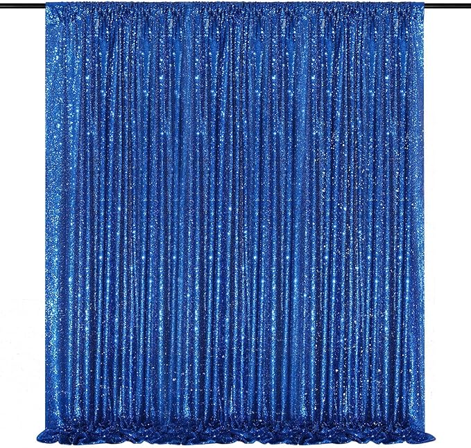 Sequin Backdrop Curtain Royal Blue Party Decorations: Glitter Photography by QueenDream