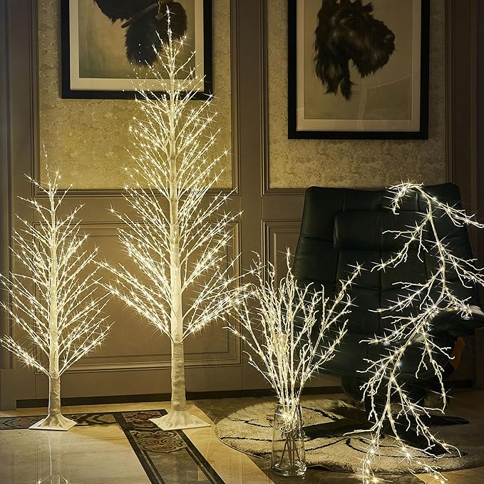 BAOLITVINE Lighted White Twig Branches 32IN 200 Warm White Fairy Lights - Image 5