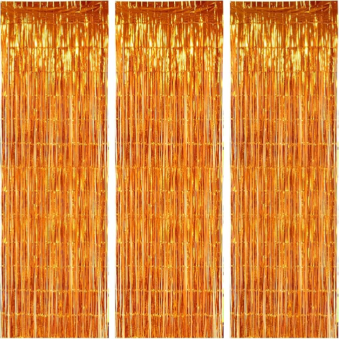 TONIFUL 3Pcs Orange Door Streamers, Photo Booth Backdrop Metallic Streamers by TONIFUL