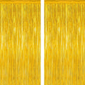 2 Pack Gold Tinsel Backdrop, 3.28 FT x 7.05 FT Metallic Fringe Curtain by ZATAYE