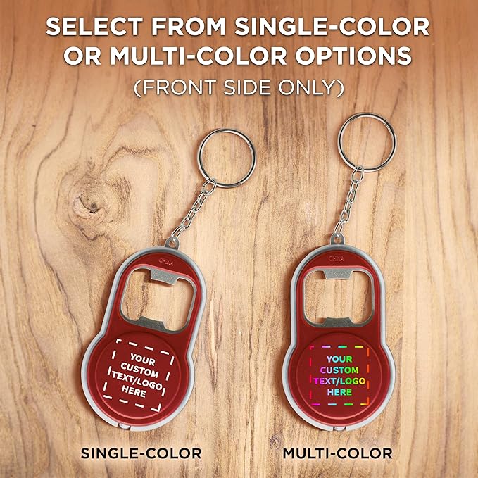 DISCOUNT PROMOS Custom Bottle Opener & LED Keychains Set of 100, Personalized - Image 6