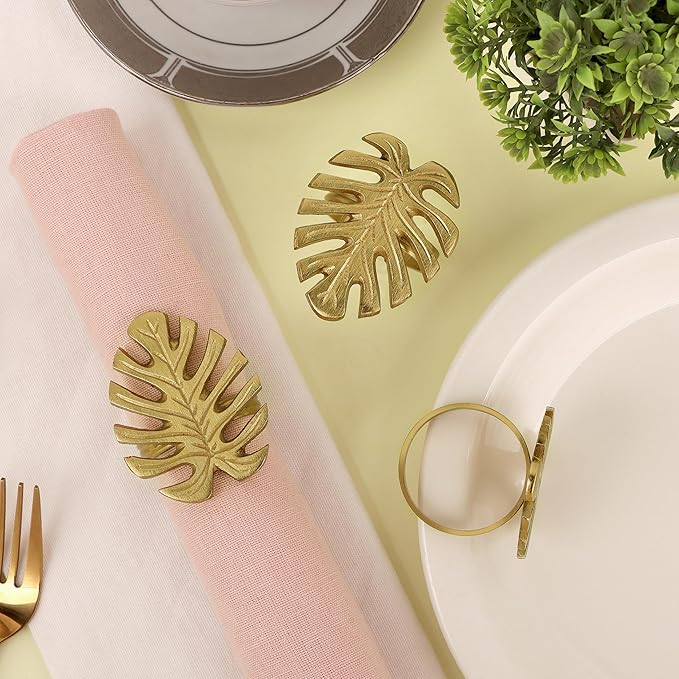 Napkin Rings Set of 12 Metal Napkin Holder Cuffs - Image 3