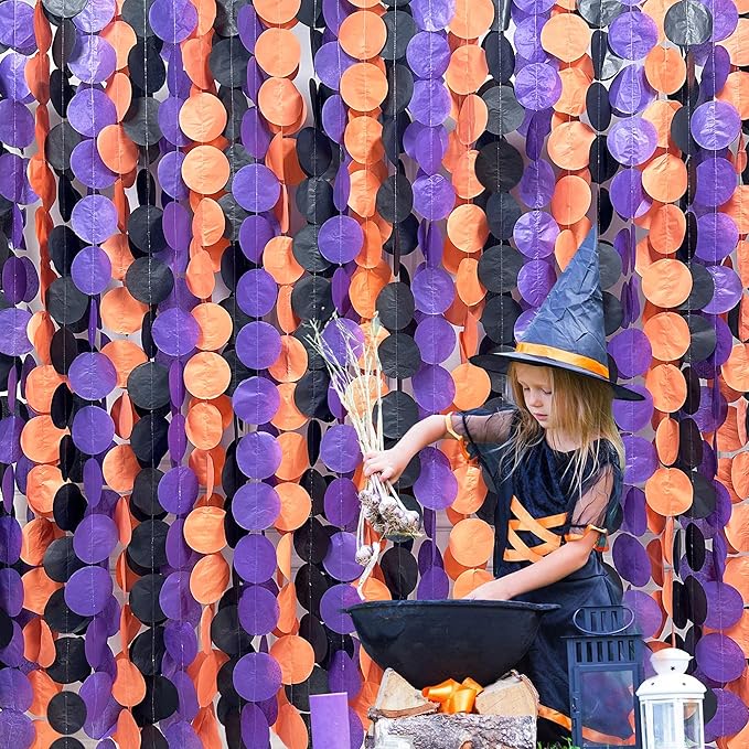 192 Ft Orange Purple Black Party Decorations Polka Dots Streamer Garland - Image 5
