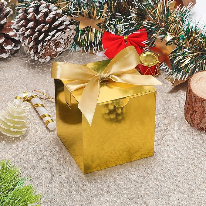 DOYIDE Small Gift Boxes, 20 Pack 5x5x5 Inch Gold Elegant Paper Boxes - Image 2