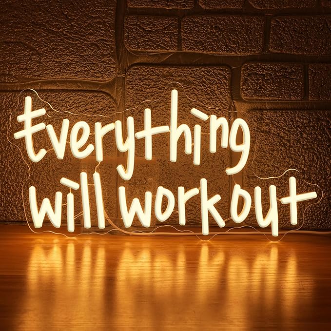 Everything Will Work Out Neon Sign, Inspirational Letter Neon Light Positive by LIEGHDZT