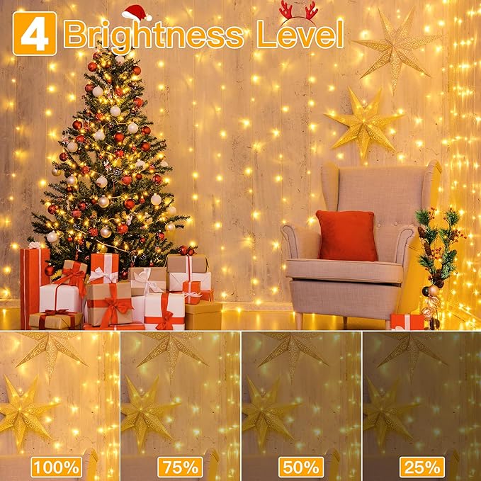 Ollny Curtain Lights 6.6x6.6ft, 200 LED String Lights - Image 8